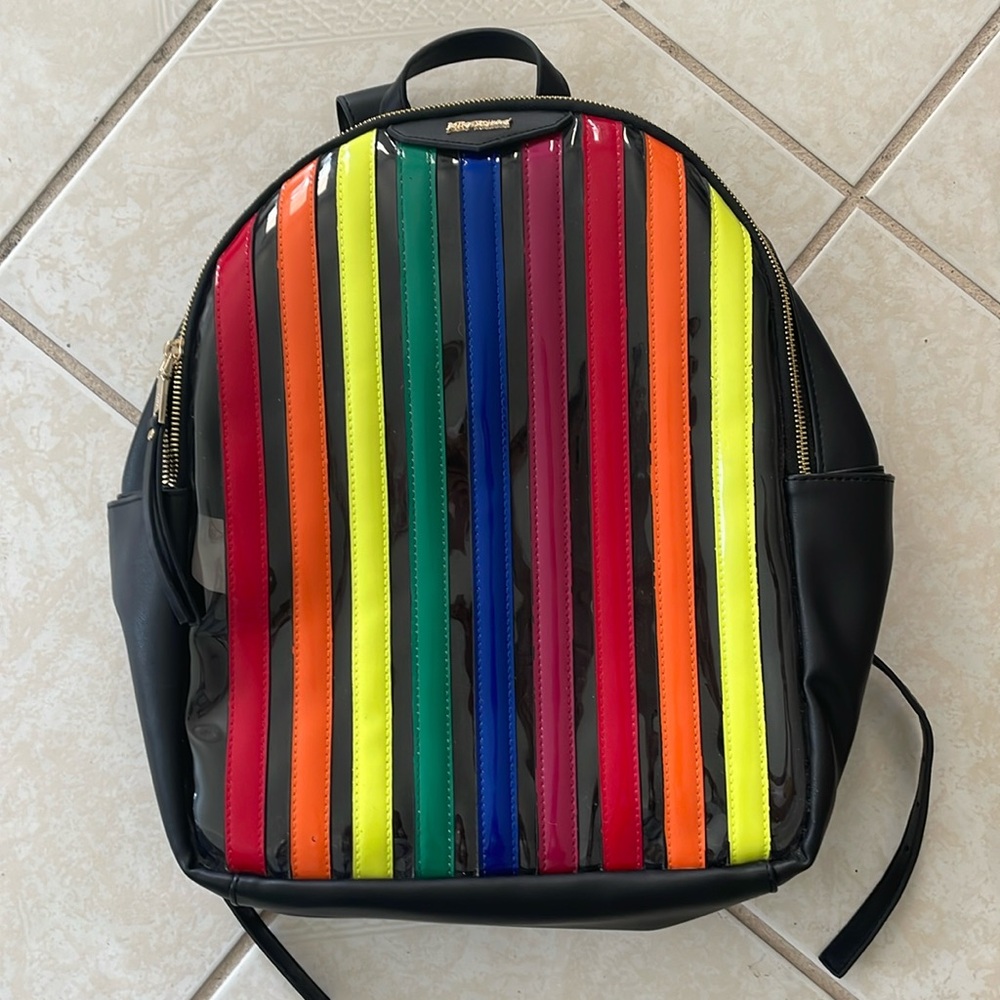 Like new $88 Betsey Johnson | Spotted In Stripes | Rainbow Backpack